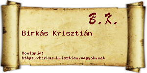 Birkás Krisztián névjegykártya